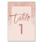 Roze gouden glitter chic blozend roze tafelnummer (Achterkant)