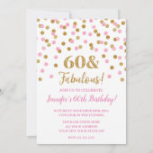 Roze Gouden Glitter Confetti 60 en Fabulous Kaart (Achterkant)