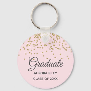 Roze Gouden Glitter Confetti Afstudeercadeau Sleutelhanger