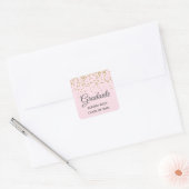 Roze Gouden Glitter Confetti Afstudeercadeau Vierkante Sticker (Envelop)