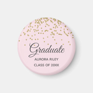 Roze Gouden Glitter Confetti Afstudeergeschenk Magneet