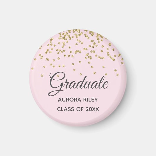 Roze Gouden Glitter Confetti Afstudeergeschenk Magneet (Voorkant)