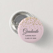 Roze Gouden Glitter Confetti Afstudeergeschenk Ronde Button 3,2 Cm (Voorkant /achterkant)