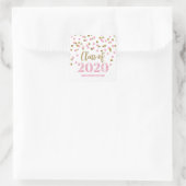 Roze Gouden Glitter Confetti Afstuderen 2020 Vierkante Sticker (Tas)