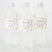 Roze Gouden Glitter Confetti Afstuderen Waterfles Etiket (Flessen)