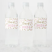 Roze Gouden Glitter Confetti Afstuderen Waterfles Etiket (Flessen)