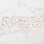 Roze Gouden Glitter Confetti Afstuderen Waterfles Etiket (Enkel label)