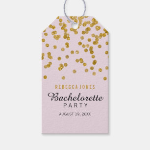 Roze Gouden Glitter confetti Bachelorette Cadeaubi Cadeaulabel