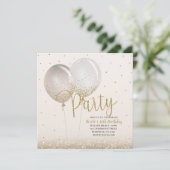 Roze Gouden Glitter Confetti Ballonnen Verjaardags Kaart (Staand voorkant)