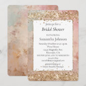 Roze Gouden Glitter Confetti Bruiloftsfeest Kaart (Voorkant / Achterkant)