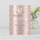 Roze Gouden Glitter Confetti Brunch Bruidsfeest Kaart (Staand voorkant)