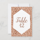 Roze Gouden Glitter Confetti Glam Receptie Zitplaa Kaart (Voorkant)