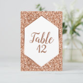 Roze Gouden Glitter Confetti Glam Receptie Zitplaa Kaart (Staand voorkant)