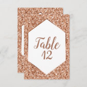 Roze Gouden Glitter Confetti Glam Receptie Zitplaa Kaart (Voorkant / Achterkant)