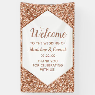 Roze Gouden Glitter Confetti Glam Trouw Welkom Spandoek