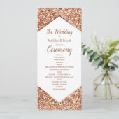 Roze Gouden Glitter Confetti Glam Trouwprogramma Programmakaart (Staand voorkant)
