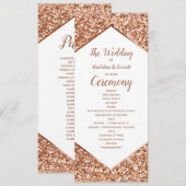 Roze Gouden Glitter Confetti Glam Trouwprogramma Programmakaart (Voorkant / Achterkant)