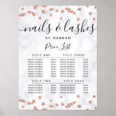 Roze Gouden Glitter Confetti Marmer Prijsmenu  Poster (Voorkant)