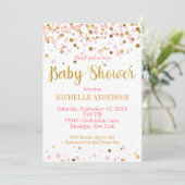 Roze Gouden Glitter Confetti Modern Baby shower Kaart (Staand voorkant)