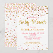 Roze Gouden Glitter Confetti Modern Baby shower Kaart (Voorkant / Achterkant)
