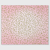 Roze & Gouden Glitter Confetti Stippen Trendy Glam Cadeaupapier (Vlak)