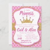 Roze & Gouden Glitter Crown Princess Baby shower Kaart (Voorkant)