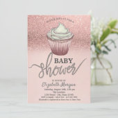 Roze Gouden Glitter Cupcake  Kaart (Staand voorkant)