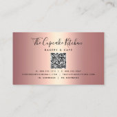 Roze Gouden Glitter Cupcake QR Code Bakkerij op Zw Visitekaartje (Achterkant)