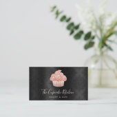 Roze Gouden Glitter Cupcake QR Code Bakkerij op Zw Visitekaartje (Staand voorkant)
