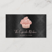 Roze Gouden Glitter Cupcake QR Code Bakkerij op Zw Visitekaartje (Voorkant)
