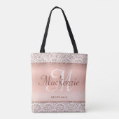 Roze Gouden Glitter Damast Trouw Bruidsmeisje Tote Bag (Achterkant)