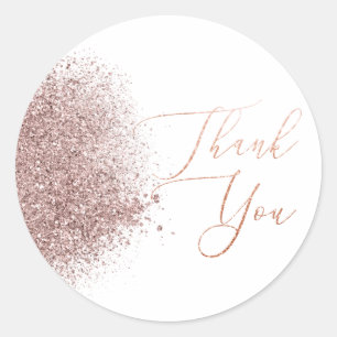 Roze Gouden Glitter Dank Je Ronde Sticker
