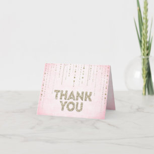 Roze & Gouden Glitter Dankkaart Bedankkaart