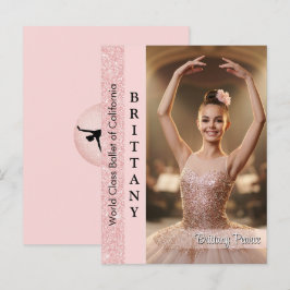 Roze Gouden Glitter Dans Handtekeningkaart Portret Briefkaart