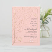 Roze Gouden Glitter Diagonaal Confetti Bat Mitswa Kaart (Staand voorkant)