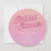 Roze Gouden Glitter Disco Bal Bruidsdouche Kaart (Achterkant)
