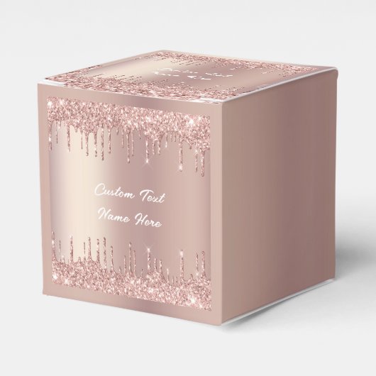 Roze Gouden Glitter Douane Tekst Cadeau of Favor D Bedankdoosjes (Voorkant Zijde)
