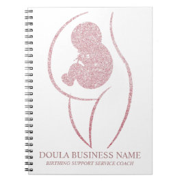 Roze Gouden Glitter Doula & Geboorte Coach Dagboek Notitieboek