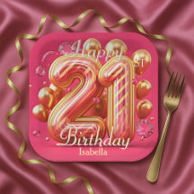 Roze & Gouden Glitter Drip 21e Verjaardagsfeest