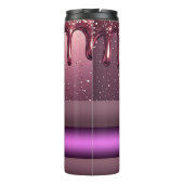 Roze Gouden Glitter Drip Aangepaste naam Thermosbeker (Achterkant)