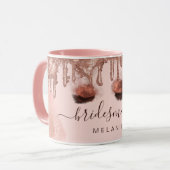 Roze Gouden Glitter Drip Glam Schoonheid Aangepast Mok (Voorkant links)