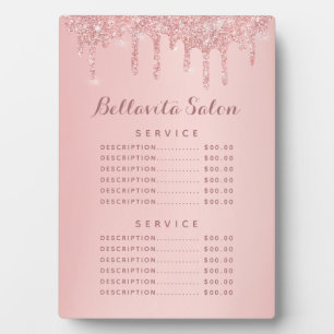 Roze Gouden Glitter Drips Salon Prijs Menu Bord Fotoplaat