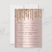 Roze Gouden Glitter Druip Bruiloftssluiting Verlov Kaart (Voorkant)