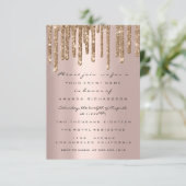 Roze Gouden Glitter Druip Bruiloftssluiting Verlov Kaart (Staand voorkant)