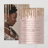 Roze Gouden Glitter Druip Bruiloftssluiting Verlov Kaart (Voorkant / Achterkant)
