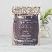 Roze Gouden Glitter Druipende Rustieke Glam Bruids Kaart (Staand voorkant)