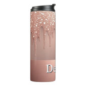 Roze Gouden Glitter Drup Aangepaste naam Thermosbeker (Gedraaid links)