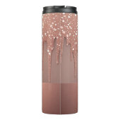 Roze Gouden Glitter Drup Aangepaste naam Thermosbeker (Achterkant)