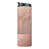 Roze Gouden Glitter Drup Aangepaste naam Thermosbeker (Geroteerd rechts)