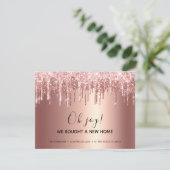 Roze Gouden Glitter Drup Glam Bewegend Aankondiging (Staand voorkant)